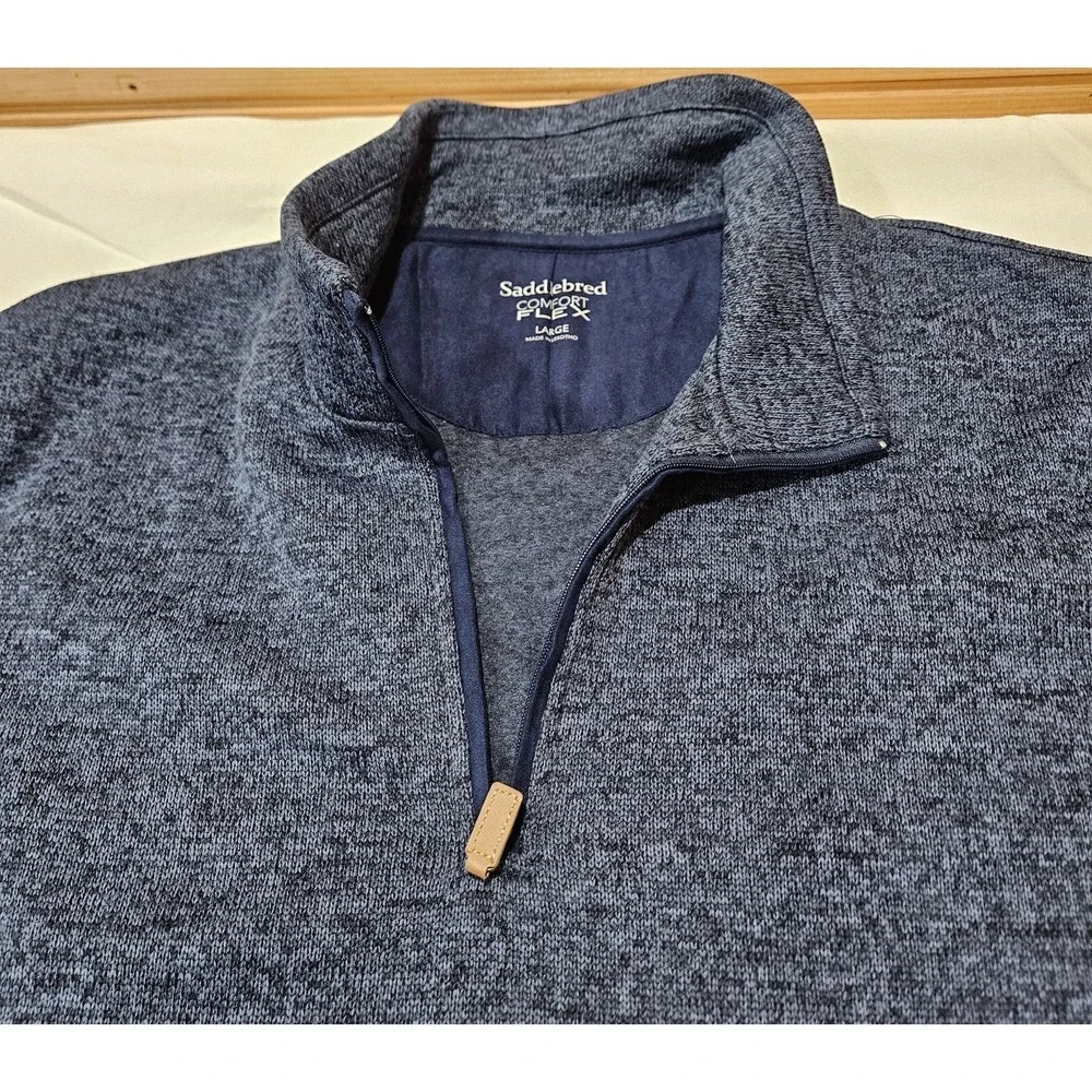 Saddlebred Comfort Flex Quarter Zip Pullover Mens Large NWT Peacoat Blue Sweater